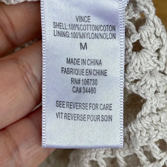 Vince Creme Crochet Lace Boho Sun Dress M - Picture 7 of 9